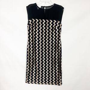 Donna Morgan Chevron Embroidered Mesh Dress Size 4